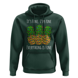 Funny Christmas In July Pineapple Hoodie It's Fine I'm Fine Everything Is Fine TS11 Dark Forest Green Print Your Wear