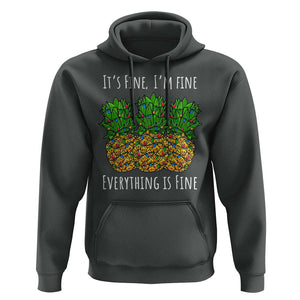 Funny Christmas In July Pineapple Hoodie It's Fine I'm Fine Everything Is Fine TS11 Dark Heather Print Your Wear