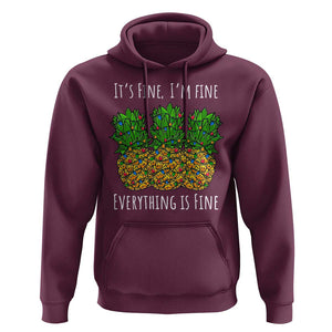 Funny Christmas In July Pineapple Hoodie It's Fine I'm Fine Everything Is Fine TS11 Maroon Print Your Wear