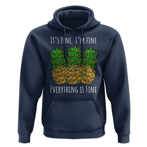 Funny Christmas In July Pineapple Hoodie It's Fine I'm Fine Everything Is Fine TS11 Navy Print Your Wear