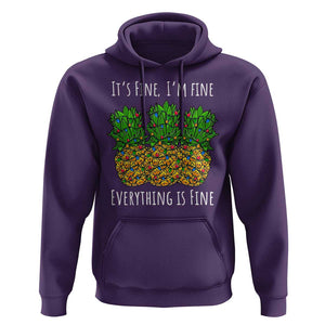 Funny Christmas In July Pineapple Hoodie It's Fine I'm Fine Everything Is Fine TS11 Purple Print Your Wear