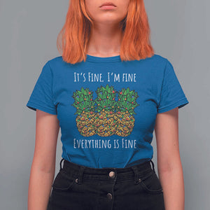 Funny Christmas In July Pineapple T Shirt For Women It's Fine I'm Fine Everything Is Fine TS11 Royal Blue Print Your Wear