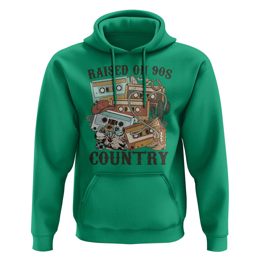 Funny Western Country Hoodie Raised On 90s Country Mixtape TS11 Irish Green Print Your Wear