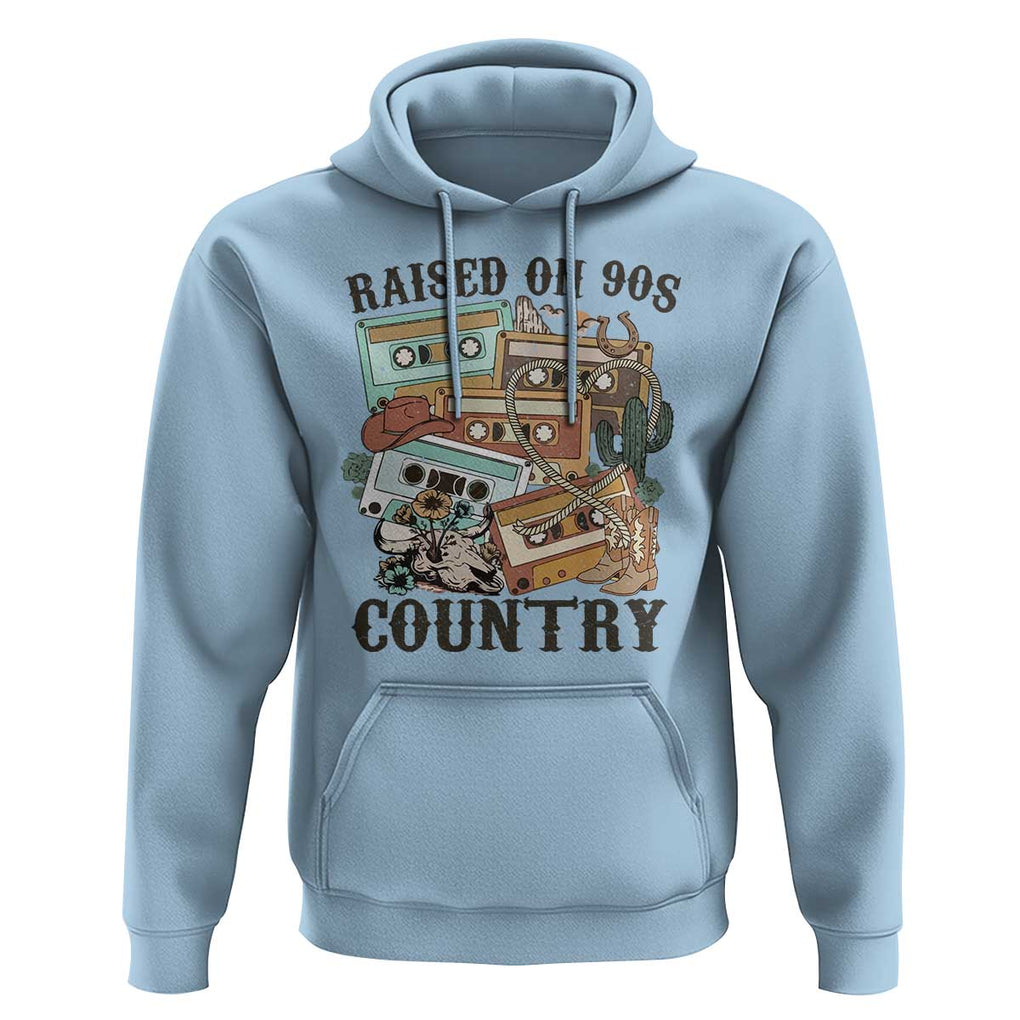 Funny Western Country Hoodie Raised On 90s Country Mixtape TS11 Light Blue Print Your Wear