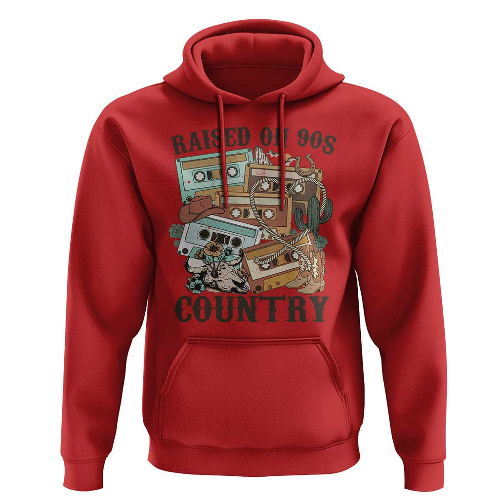 Funny Western Country Hoodie Raised On 90s Country Mixtape TS11 Red Print Your Wear