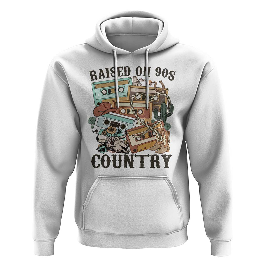 Funny Western Country Hoodie Raised On 90s Country Mixtape TS11 White Print Your Wear