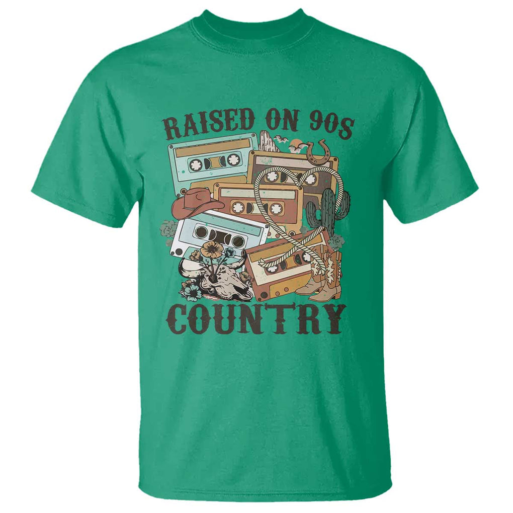Funny Western Country T Shirt Raised On 90s Country Mixtape TS11 Irish Green Print Your Wear