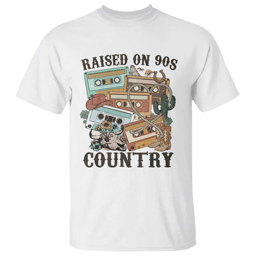 Funny Western Country T Shirt Raised On 90s Country Mixtape TS11 White Print Your Wear
