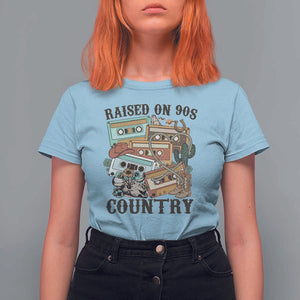 Funny Western Country T Shirt For Women Raised On 90s Country Mixtape TS11 Light Blue Print Your Wear