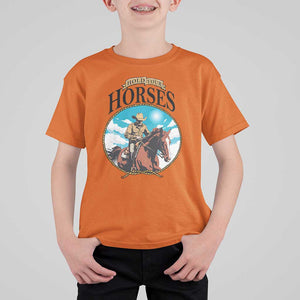 Funny Western Country T Shirt For Kid Hold Your Horses Cowboy Rodeo TS11 Orange Print Your Wear