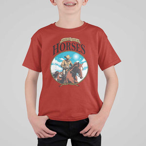 Funny Western Country T Shirt For Kid Hold Your Horses Cowboy Rodeo TS11 Red Print Your Wear
