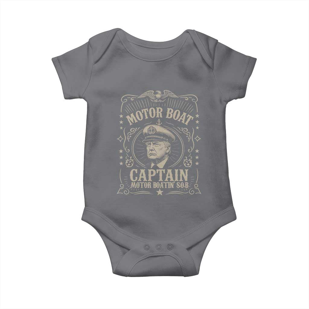 Funny Trump Boat Captain Baby Onesie Motor Boat Captain Motor Boatin SOB TS11 Charcoal Print Your Wear