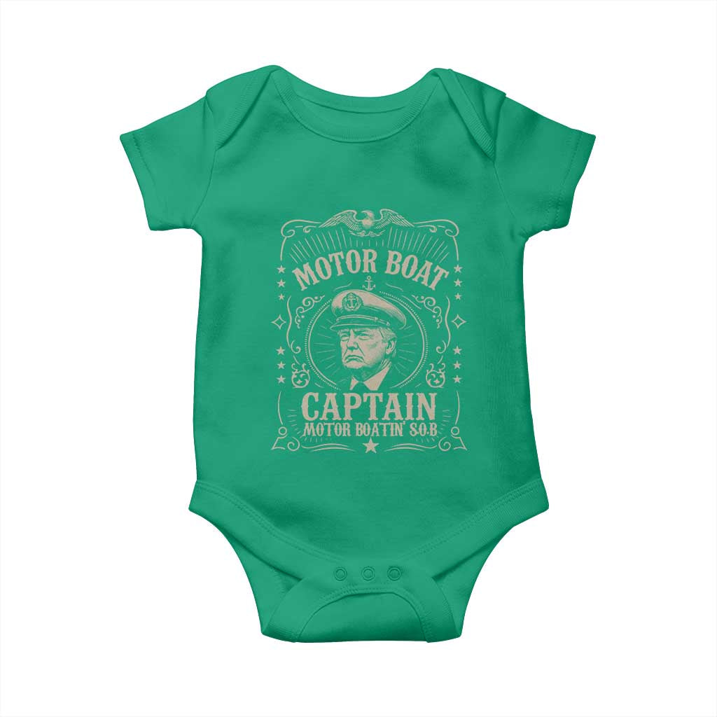 Funny Trump Boat Captain Baby Onesie Motor Boat Captain Motor Boatin SOB TS11 Irish Green Print Your Wear