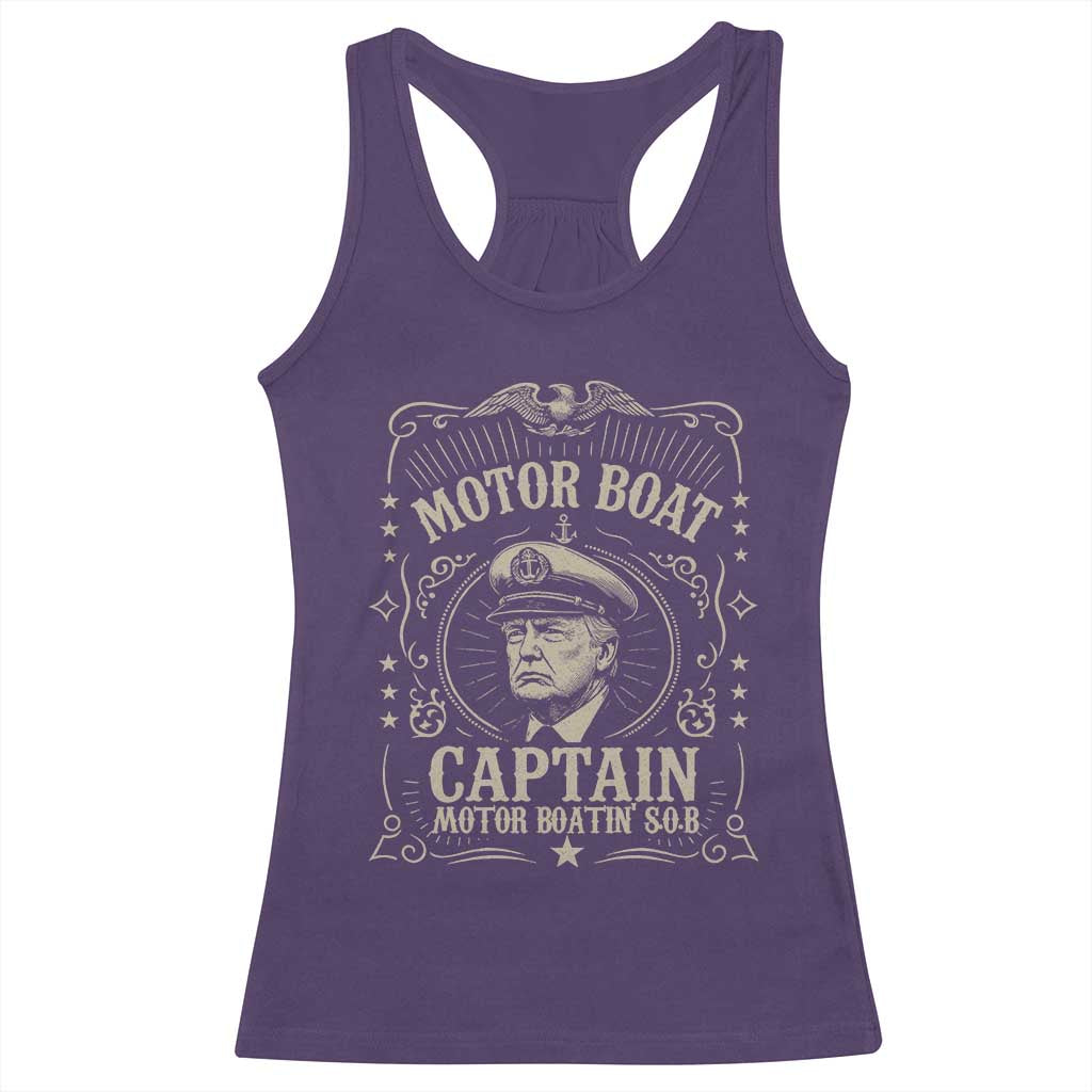 Funny Trump Boat Captain Racerback Tank Top Motor Boat Captain Motor Boatin SOB TS11 Purple Print Your Wear