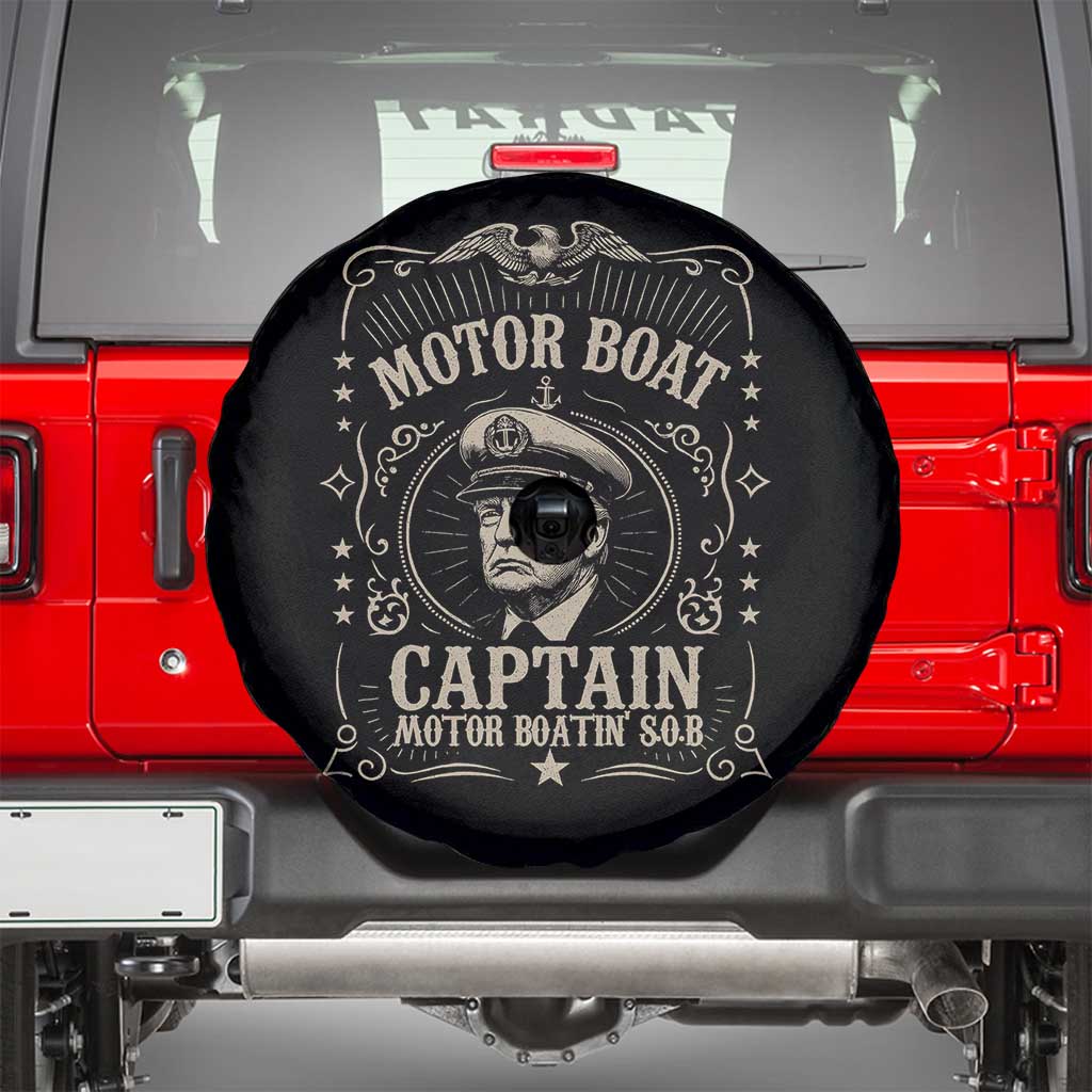 Funny Trump Boat Captain Spare Tire Cover Motor Boat Captain Motor Boatin SOB TS11 Black Print Your Wear