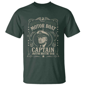 Funny Trump Boat Captain T Shirt Motor Boat Captain Motor Boatin SOB TS11 Dark Forest Green Print Your Wear