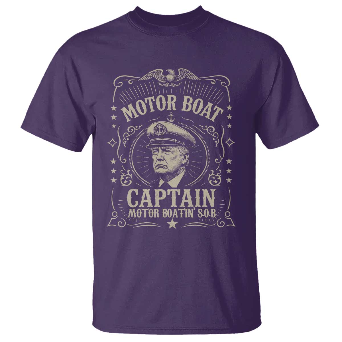 Funny Trump Boat Captain T Shirt Motor Boat Captain Motor Boatin SOB TS11 Purple Print Your Wear
