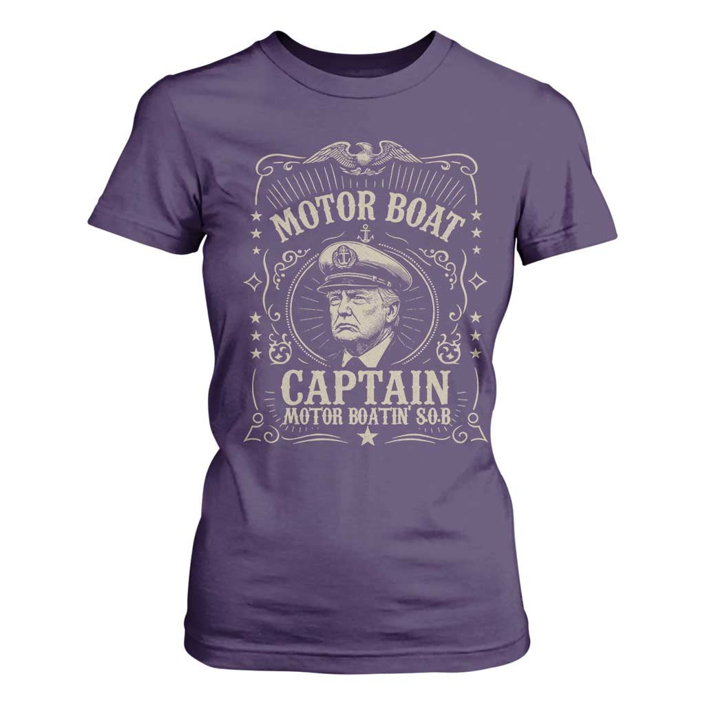 Funny Trump Boat Captain T Shirt For Women Motor Boat Captain Motor Boatin SOB TS11 Purple Print Your Wear