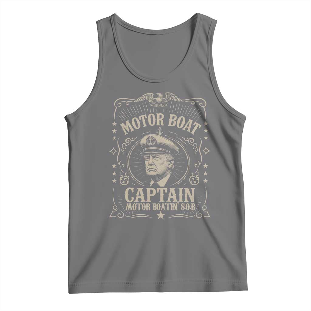 Funny Trump Boat Captain Tank Top Motor Boat Captain Motor Boatin SOB TS11 Black Heather Print Your Wear