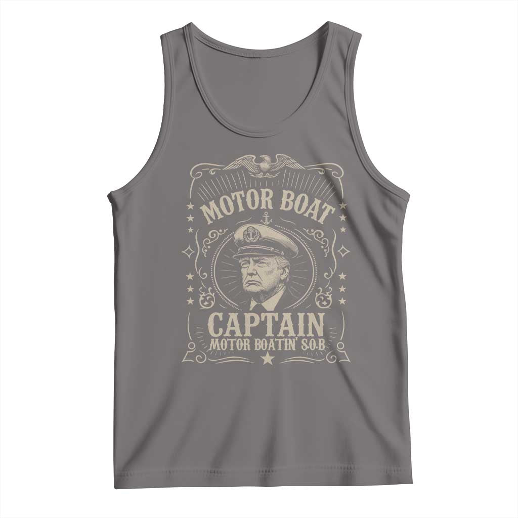 Funny Trump Boat Captain Tank Top Motor Boat Captain Motor Boatin SOB TS11 Deep Heather Print Your Wear