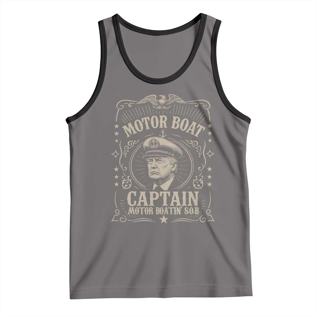 Funny Trump Boat Captain Tank Top Motor Boat Captain Motor Boatin SOB TS11 Deep Heather Black Print Your Wear