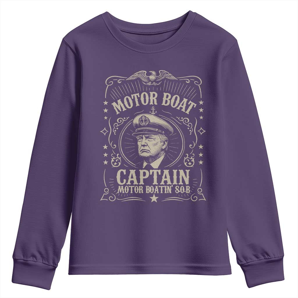 Funny Trump Boat Captain Youth Sweatshirt Motor Boat Captain Motor Boatin SOB TS11 Purple Print Your Wear