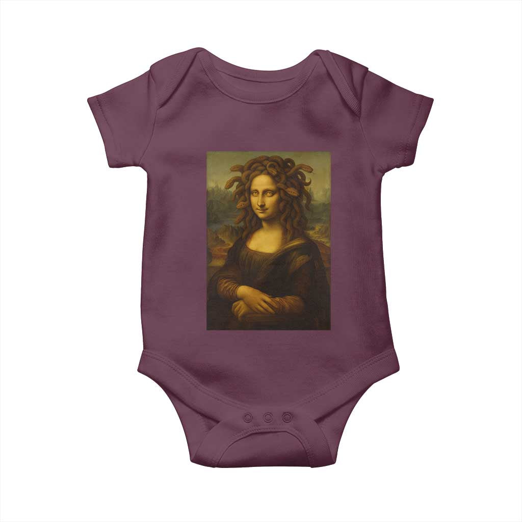 Medusa Mona Lisa Baby Onesie Greek Mythology Ancient TS11 Maroon Print Your Wear