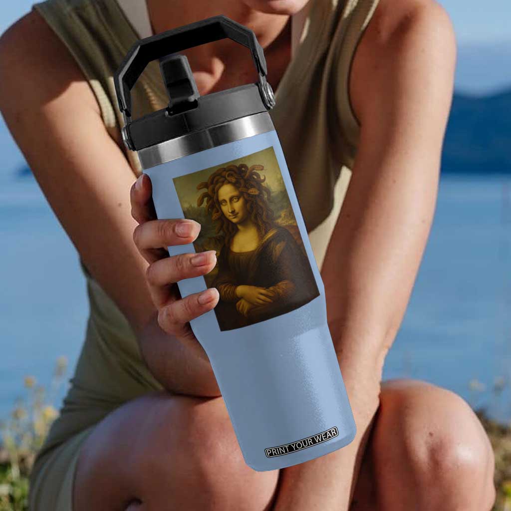 Medusa Mona Lisa Flip Straw Tumbler Greek Mythology Ancient TS11 One Size: 30 oz Light Blue Print Your Wear
