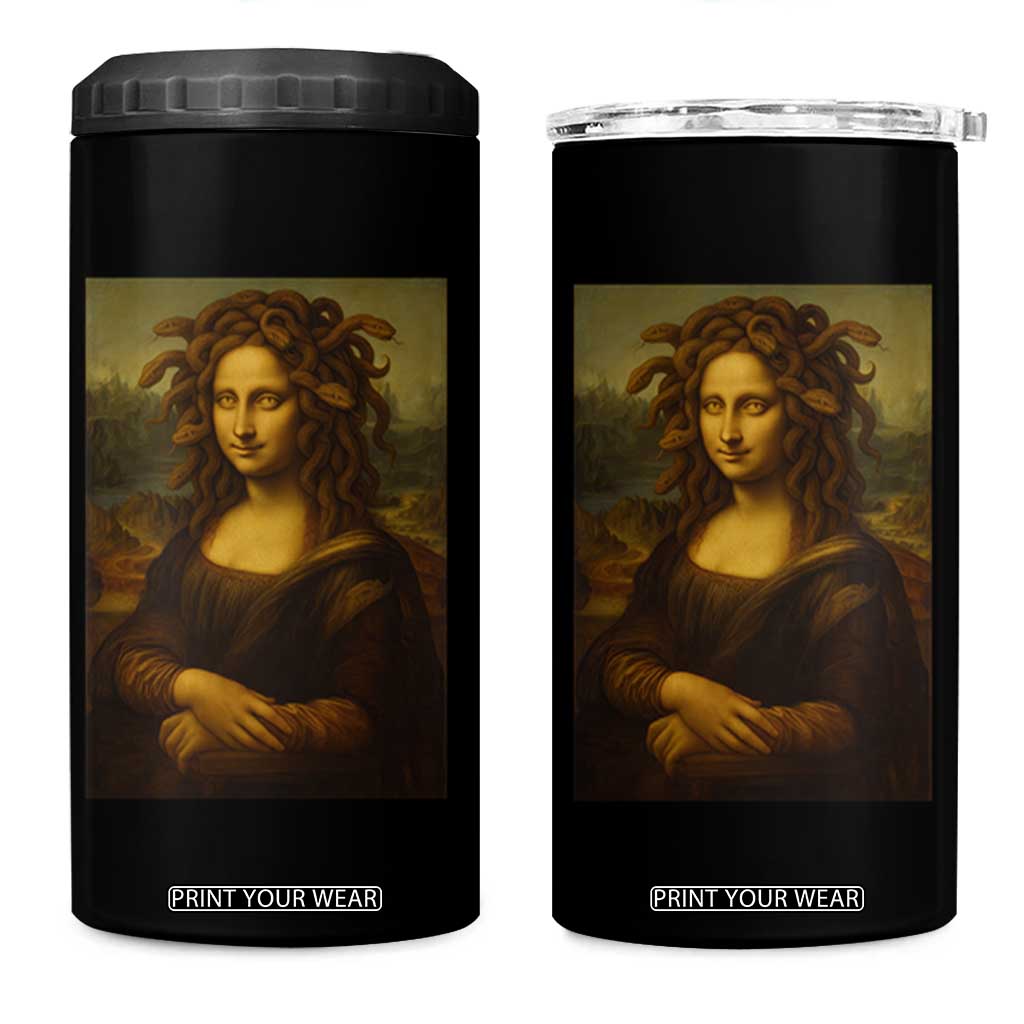 Medusa Mona Lisa 4 in 1 Can Cooler Tumbler Greek Mythology Ancient TS11 One Size: 16 oz Black Print Your Wear