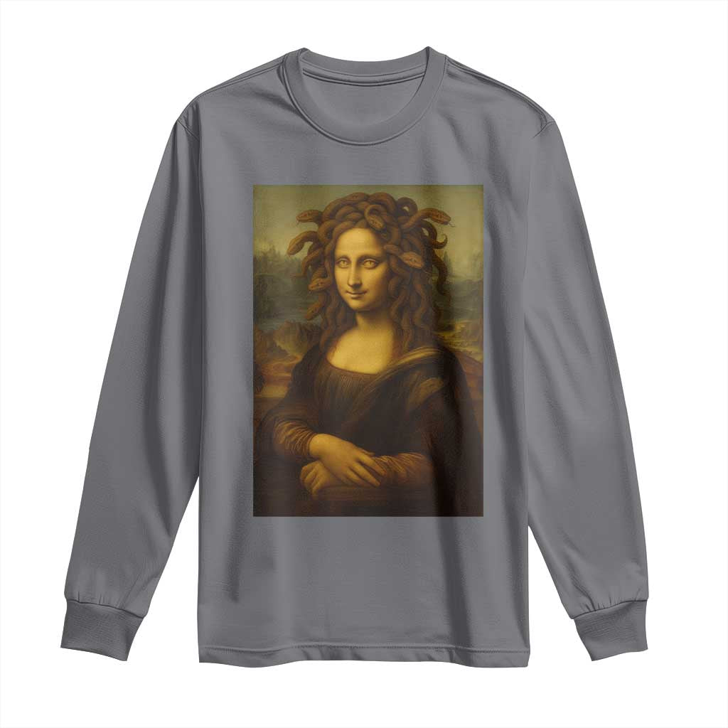 Medusa Mona Lisa Long Sleeve Shirt Greek Mythology Ancient TS11 Charcoal Print Your Wear
