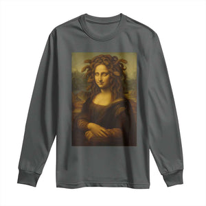 Medusa Mona Lisa Long Sleeve Shirt Greek Mythology Ancient TS11 Dark Heather Print Your Wear