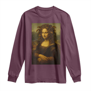 Medusa Mona Lisa Long Sleeve Shirt Greek Mythology Ancient TS11 Maroon Print Your Wear