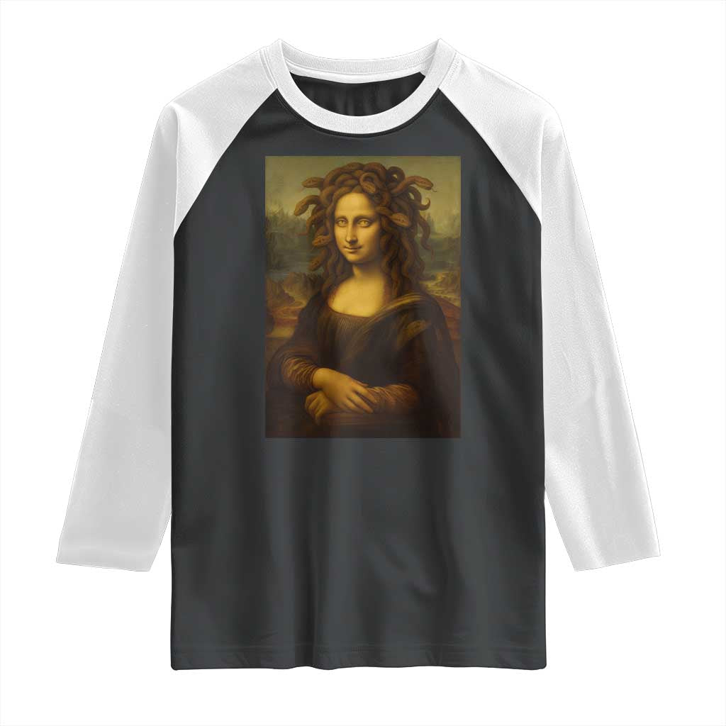 Medusa Mona Lisa Raglan Shirt Greek Mythology Ancient TS11 Black White Print Your Wear