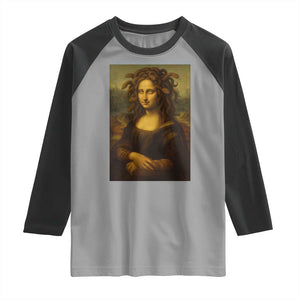 Medusa Mona Lisa Raglan Shirt Greek Mythology Ancient TS11 Sport Gray Black Print Your Wear