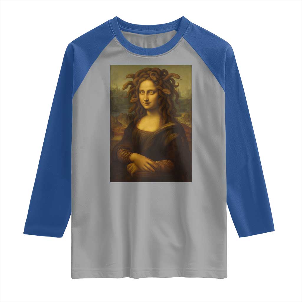 Medusa Mona Lisa Raglan Shirt Greek Mythology Ancient TS11 Sport Gray Royal Print Your Wear