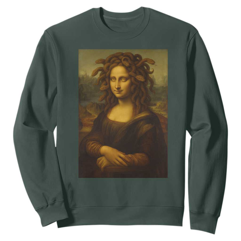 Medusa Mona Lisa Sweatshirt Greek Mythology Ancient TS11 Dark Forest Green Print Your Wear