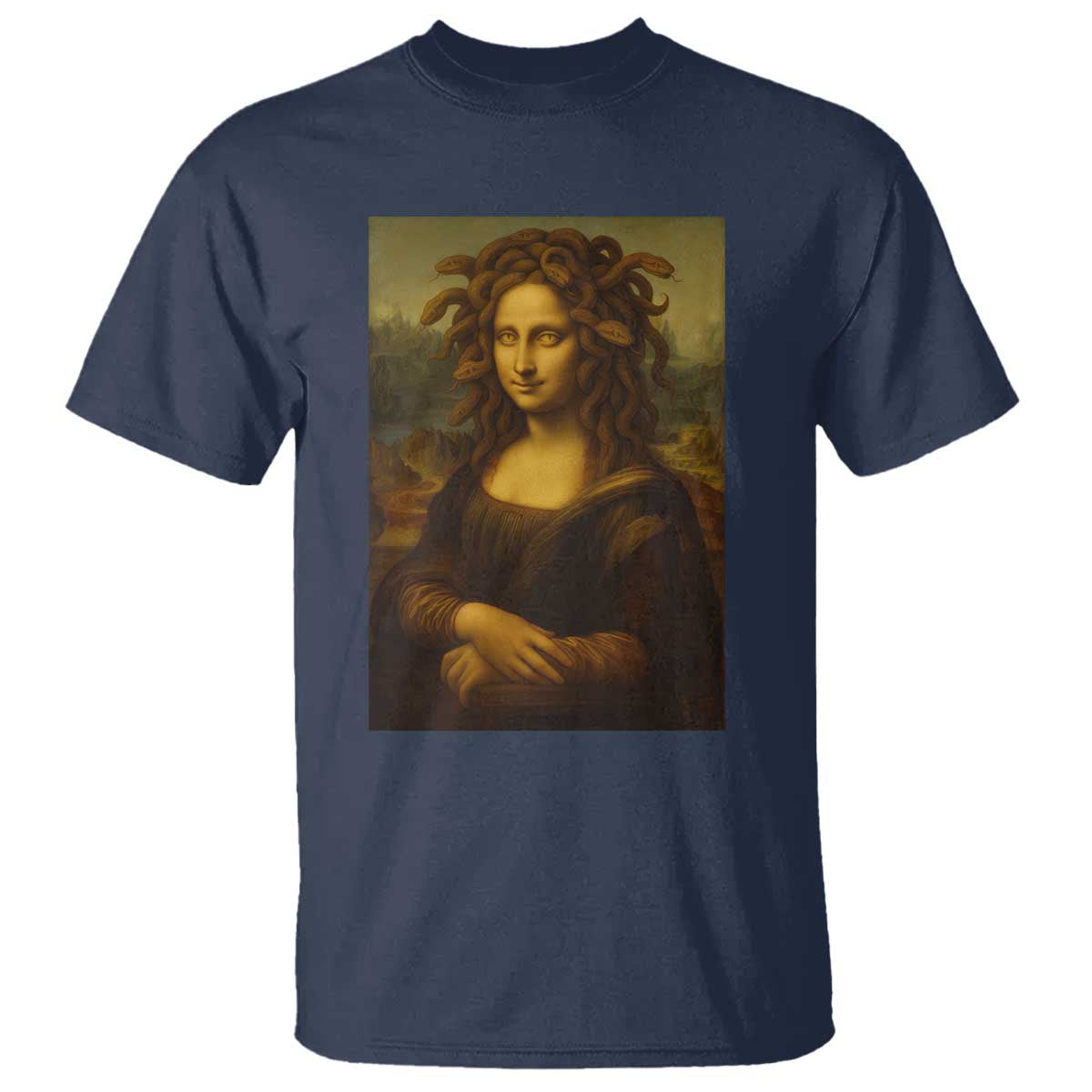 Medusa Mona Lisa T Shirt Greek Mythology Ancient TS11 Navy Print Your Wear