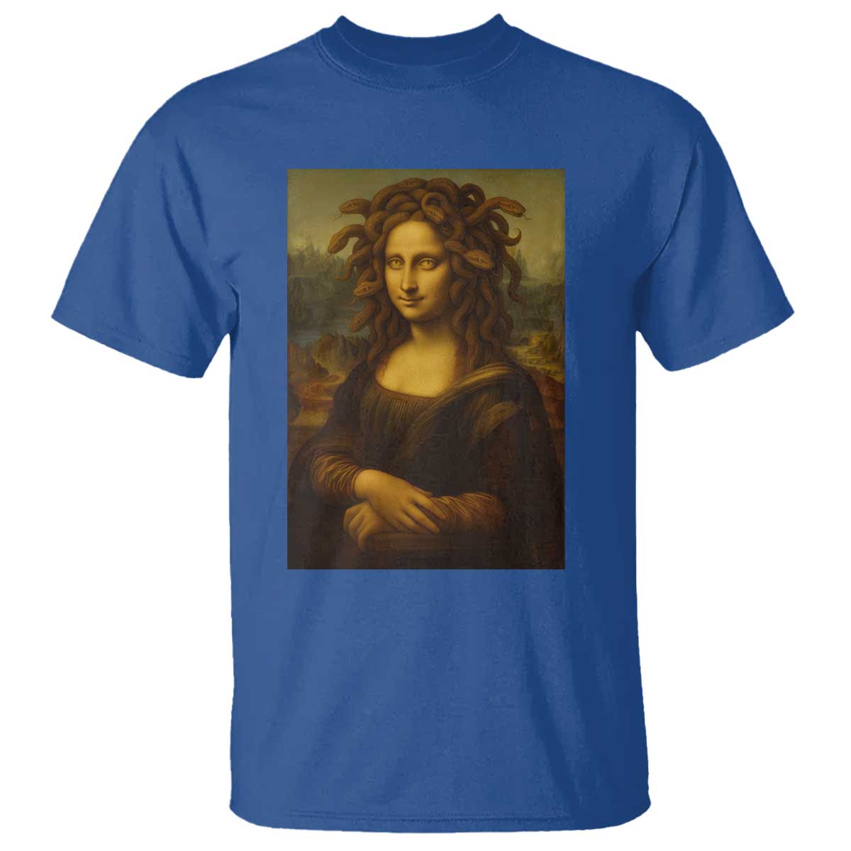 Medusa Mona Lisa T Shirt Greek Mythology Ancient TS11 Royal Blue Print Your Wear