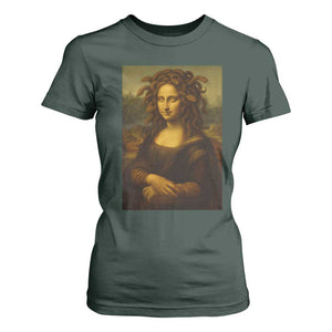 Medusa Mona Lisa T Shirt For Women Greek Mythology Ancient TS11 Dark Forest Green Print Your Wear