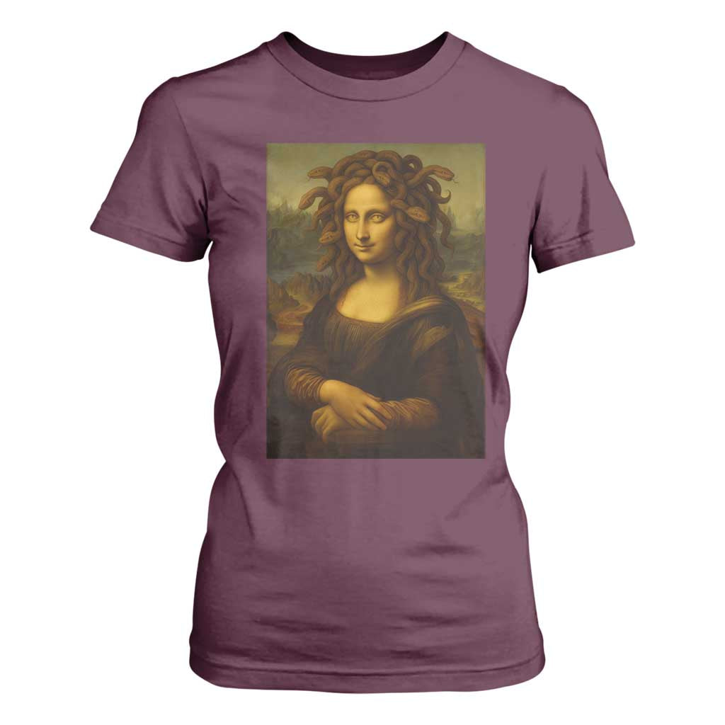 Medusa Mona Lisa T Shirt For Women Greek Mythology Ancient TS11 Maroon Print Your Wear