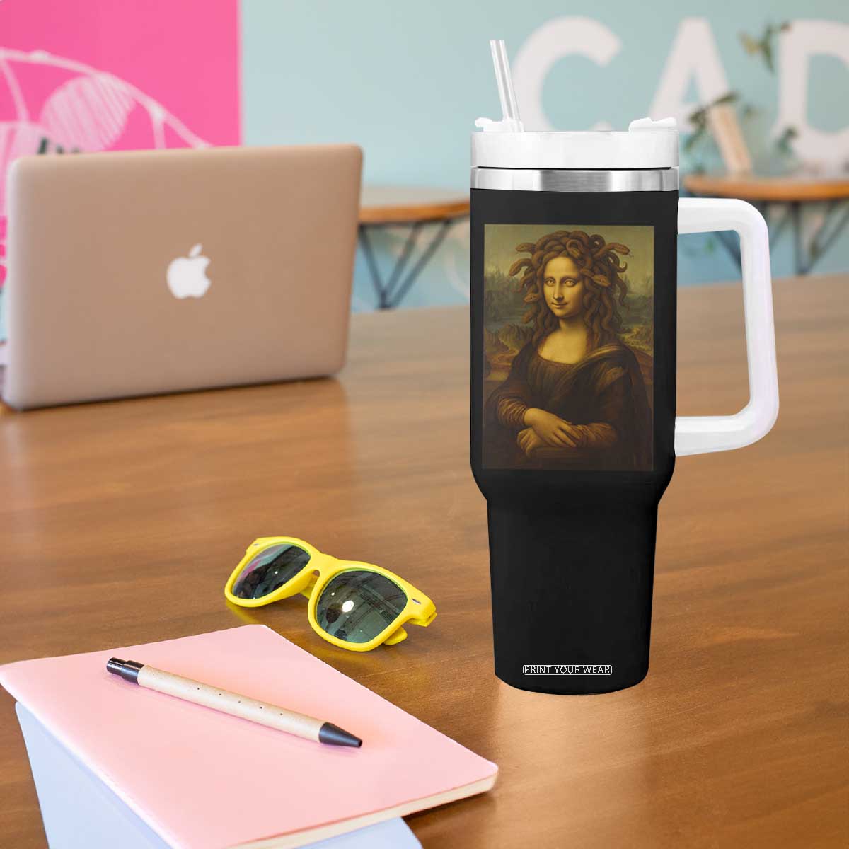 Medusa Mona Lisa Tumbler With Handle Greek Mythology Ancient TS11 Print Your Wear