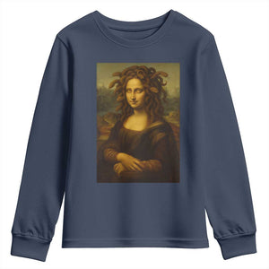 Medusa Mona Lisa Youth Sweatshirt Greek Mythology Ancient TS11 Navy Print Your Wear