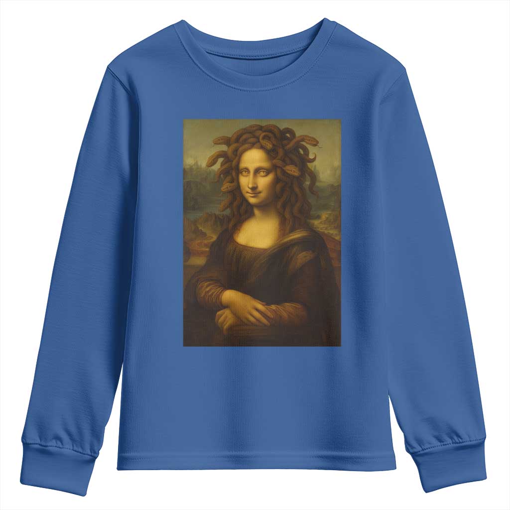 Medusa Mona Lisa Youth Sweatshirt Greek Mythology Ancient TS11 Royal Blue Print Your Wear