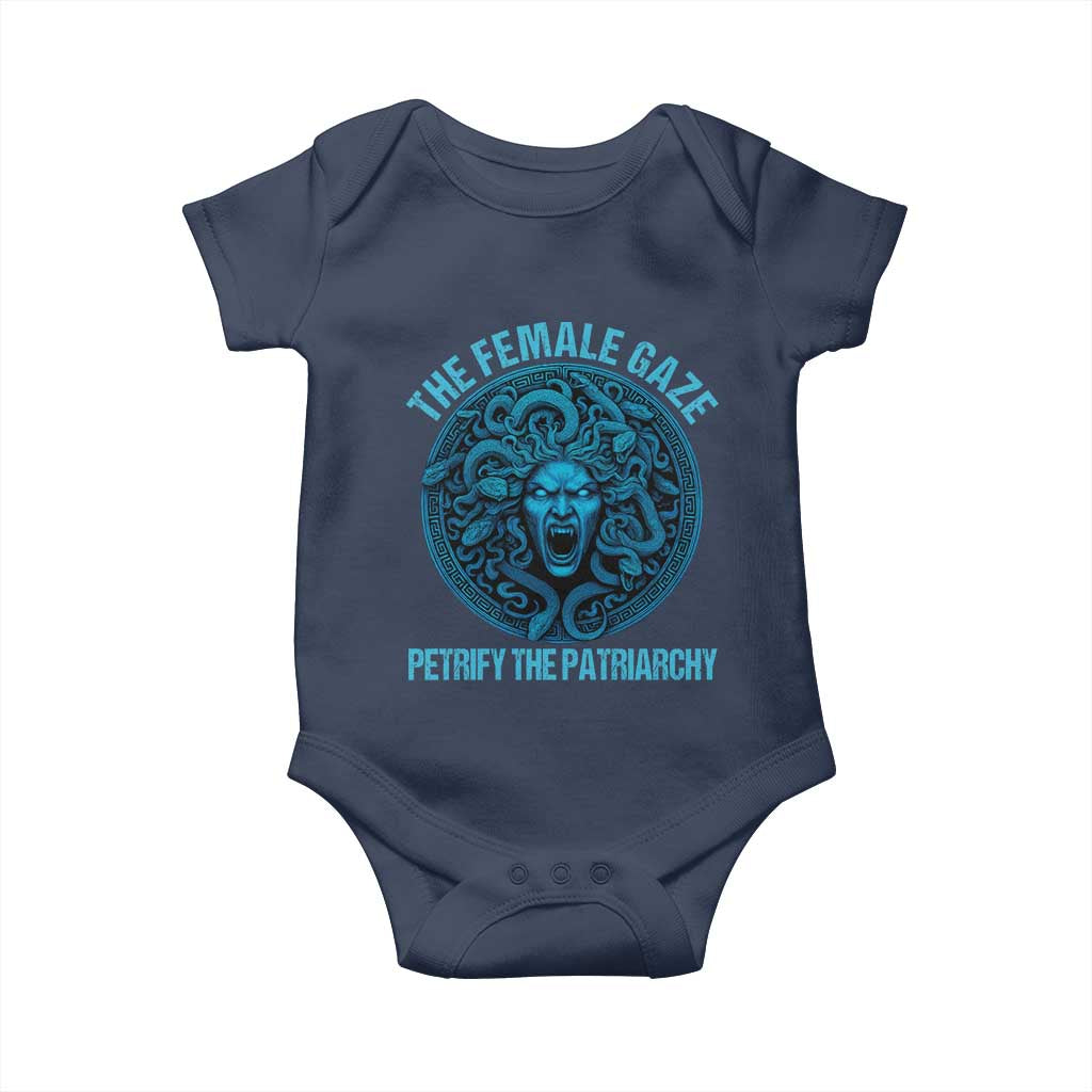 The Female Gaze Petrify The Patriarchy Baby Onesie Medusa Feminist TS11 Navy Print Your Wear