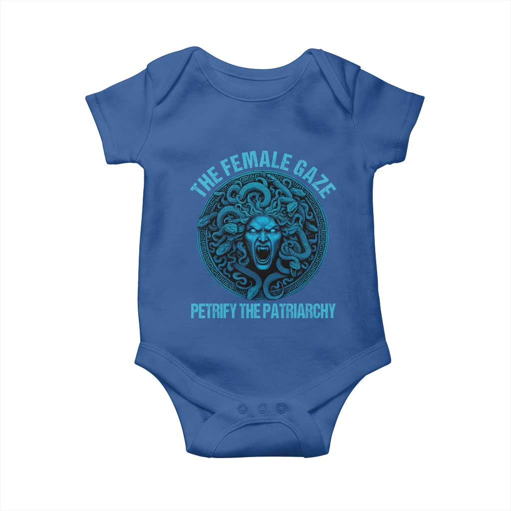 The Female Gaze Petrify The Patriarchy Baby Onesie Medusa Feminist TS11 Royal Blue Print Your Wear