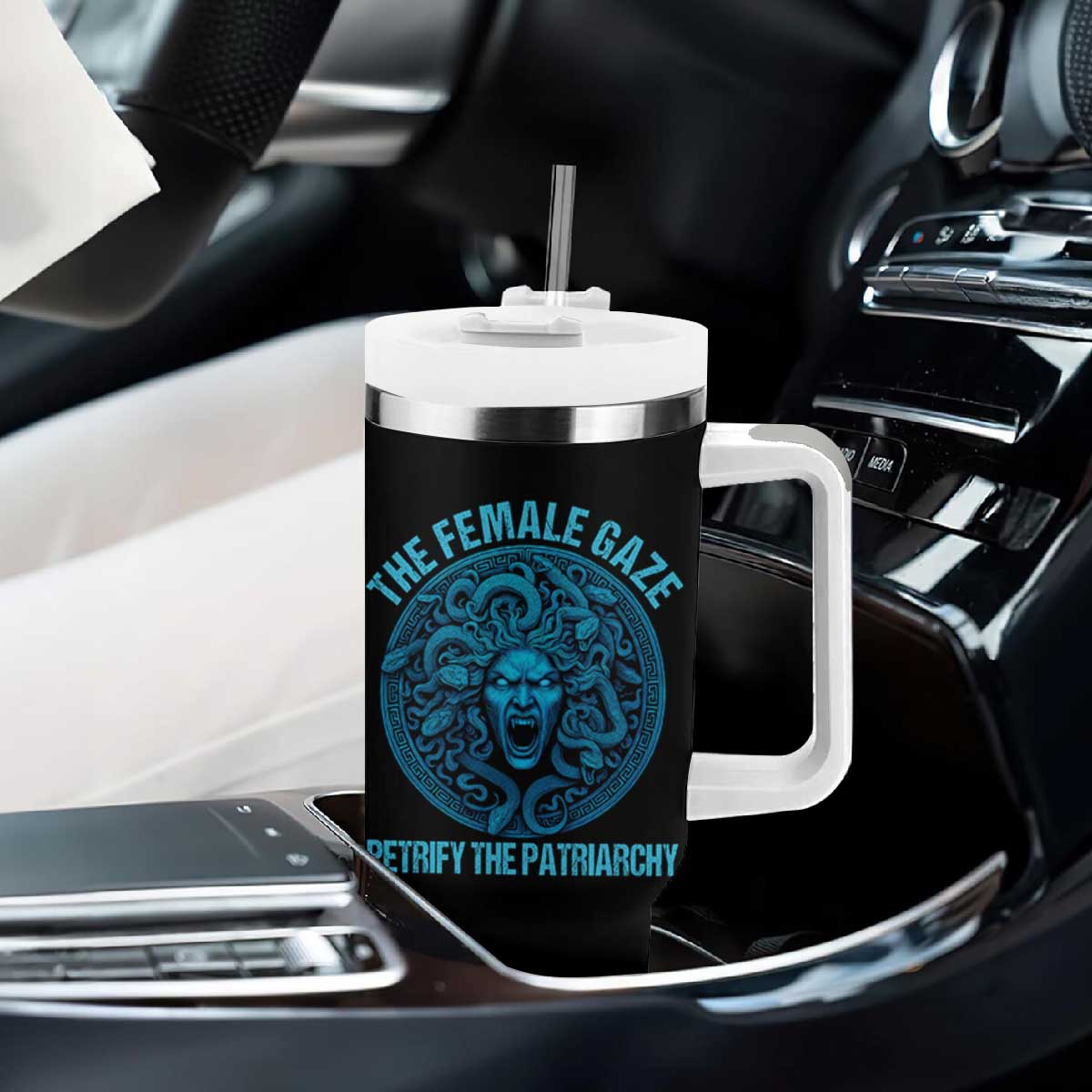 The Female Gaze Petrify The Patriarchy Tumbler With Handle Medusa Feminist TS11 Print Your Wear