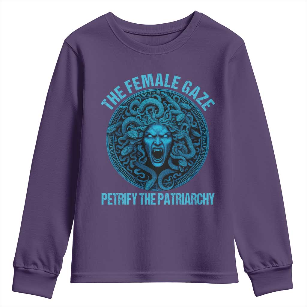 The Female Gaze Petrify The Patriarchy Youth Sweatshirt Medusa Feminist TS11 Purple Print Your Wear