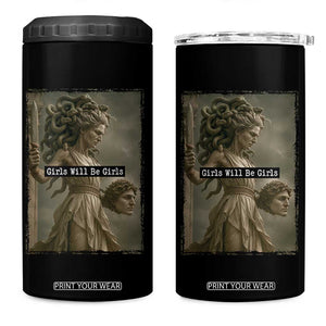 Girls Will Be Girls Medusa Feminist 4 in 1 Can Cooler Tumbler Women's Right TS11 One Size: 16 oz Black Print Your Wear