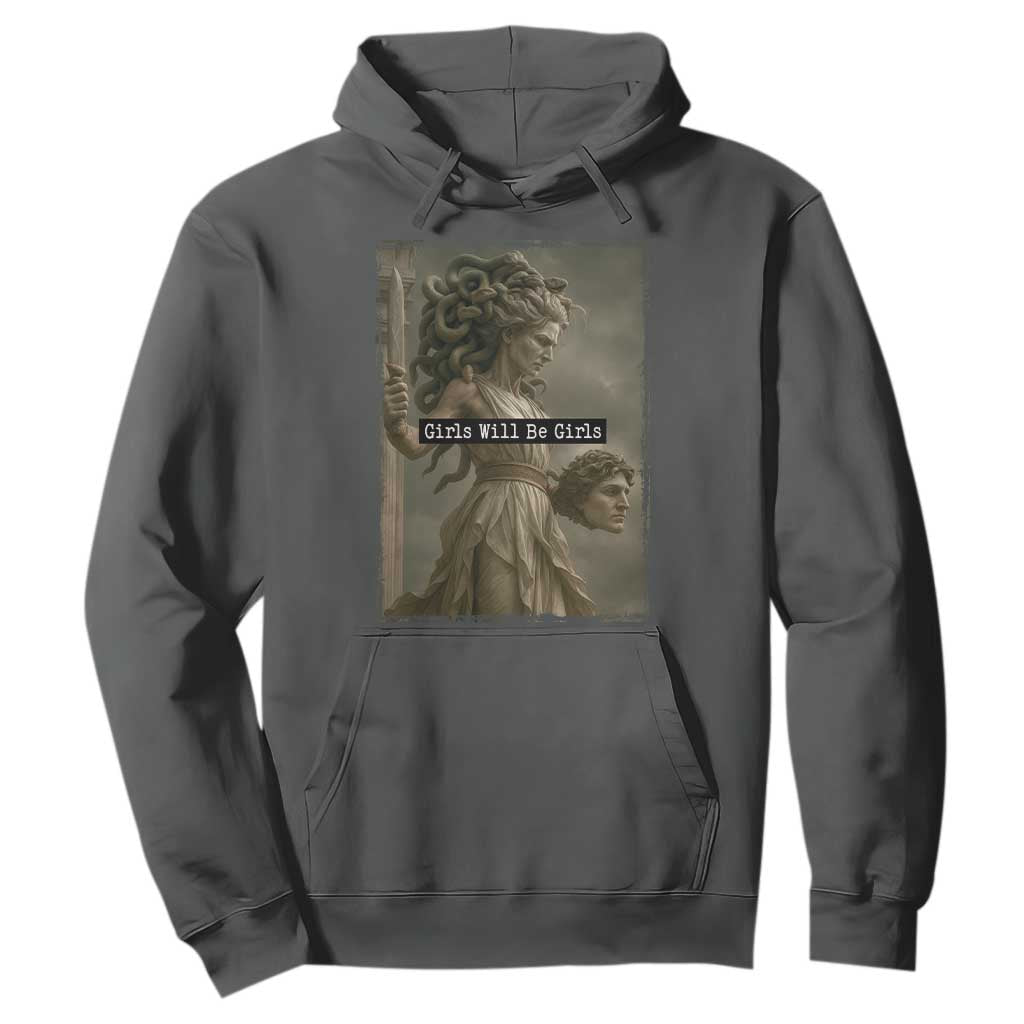 Girls Will Be Girls Medusa Feminist Hoodie Women's Right TS11 Dark Heather Print Your Wear