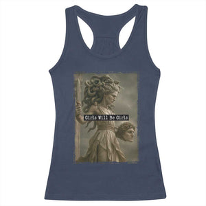 Girls Will Be Girls Medusa Feminist Racerback Tank Top Women's Right TS11 Navy Print Your Wear